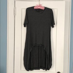 Black & White Striped Hi-Low Shirt